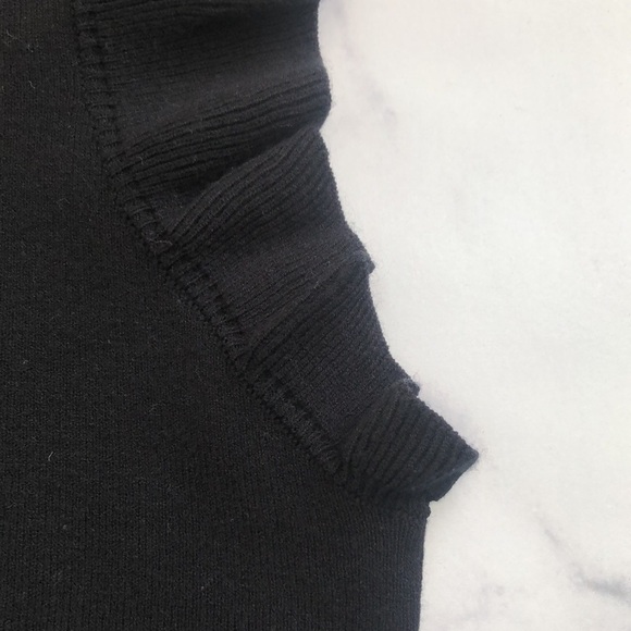 Philosophy Republic Ruffled Flutter Sleeve Black Knit Top Blouse Large NWT - Picture 12 of 14